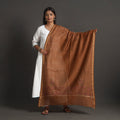 Brown - handloom chanderi silk kashida embroidery dupatta