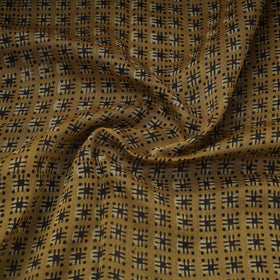 Brown Block Print Handloom Chanderi Silk Pipad Fabric