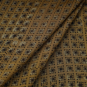 Brown Block Print Handloom Chanderi Silk Pipad Fabric