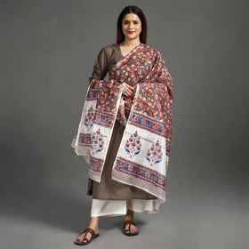  Handloom Chanderi Silk Sanganeri Print Dupatta