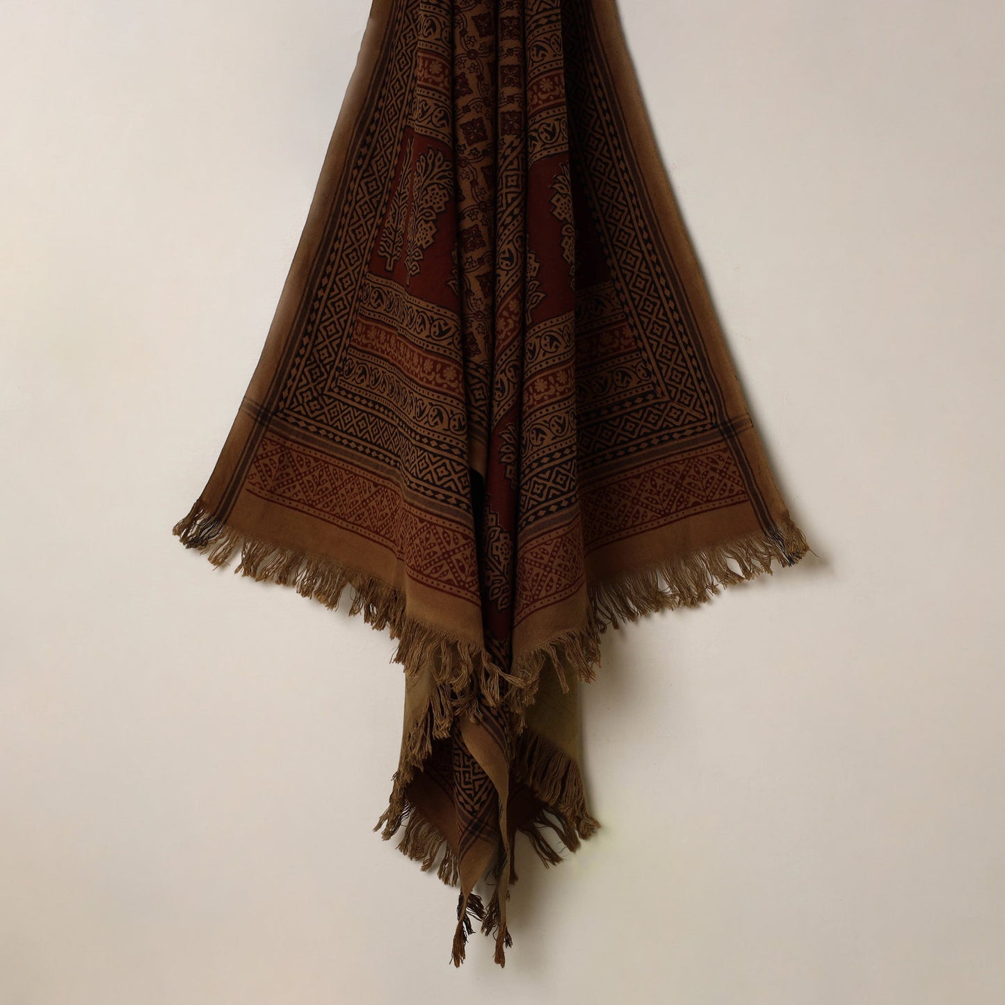 Buy Brown Handloom Cotton Bagh Print Towel