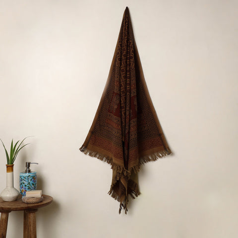 Buy Brown Handloom Cotton Bagh Print Towel