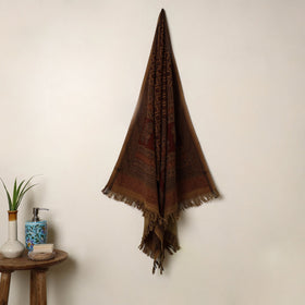 Buy Brown Handloom Cotton Bagh Print Towel
