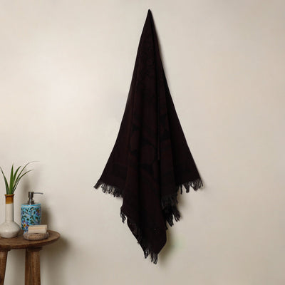 Brown Handloom Cotton Bagh Print Towel