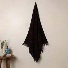 Brown Handloom Cotton Bagh Print Towel