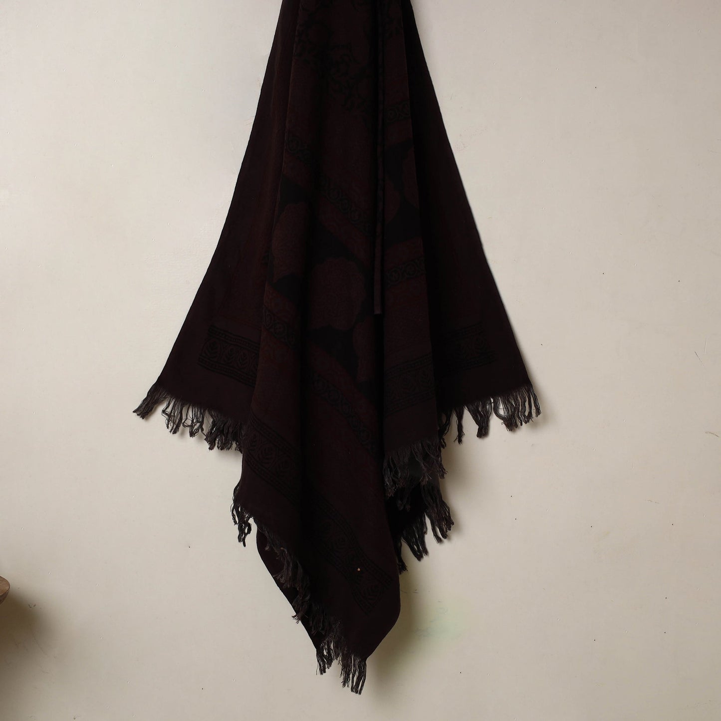 Brown Handloom Cotton Bagh Print Towel