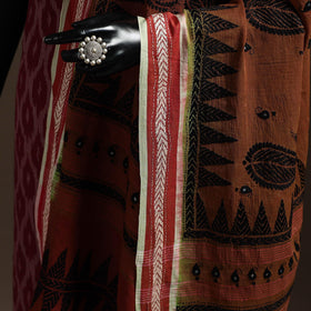 Brown - handloom cotton bengal hand kantha work dupatta 05