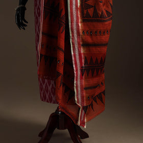 Brown - handloom cotton bengal hand kantha work dupatta 07