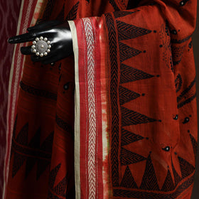 Brown - handloom cotton bengal hand kantha work dupatta 07