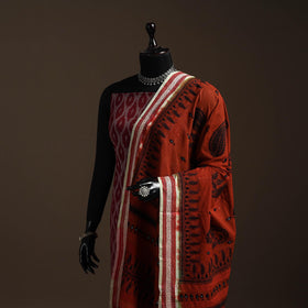 Brown - handloom cotton bengal hand kantha work dupatta 08