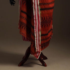 Brown - handloom cotton bengal hand kantha work dupatta 08