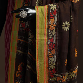 Brown - handloom cotton bengal hand kantha work dupatta 16