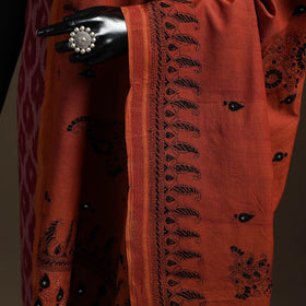 Brown - handloom cotton bengal hand kantha work dupatta 18