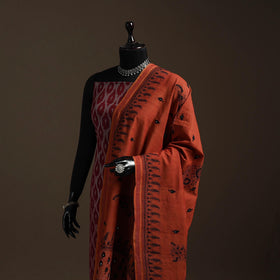 Brown - handloom cotton bengal hand kantha work dupatta 18