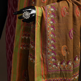 Brown - handloom cotton bengal hand kantha work dupatta 31