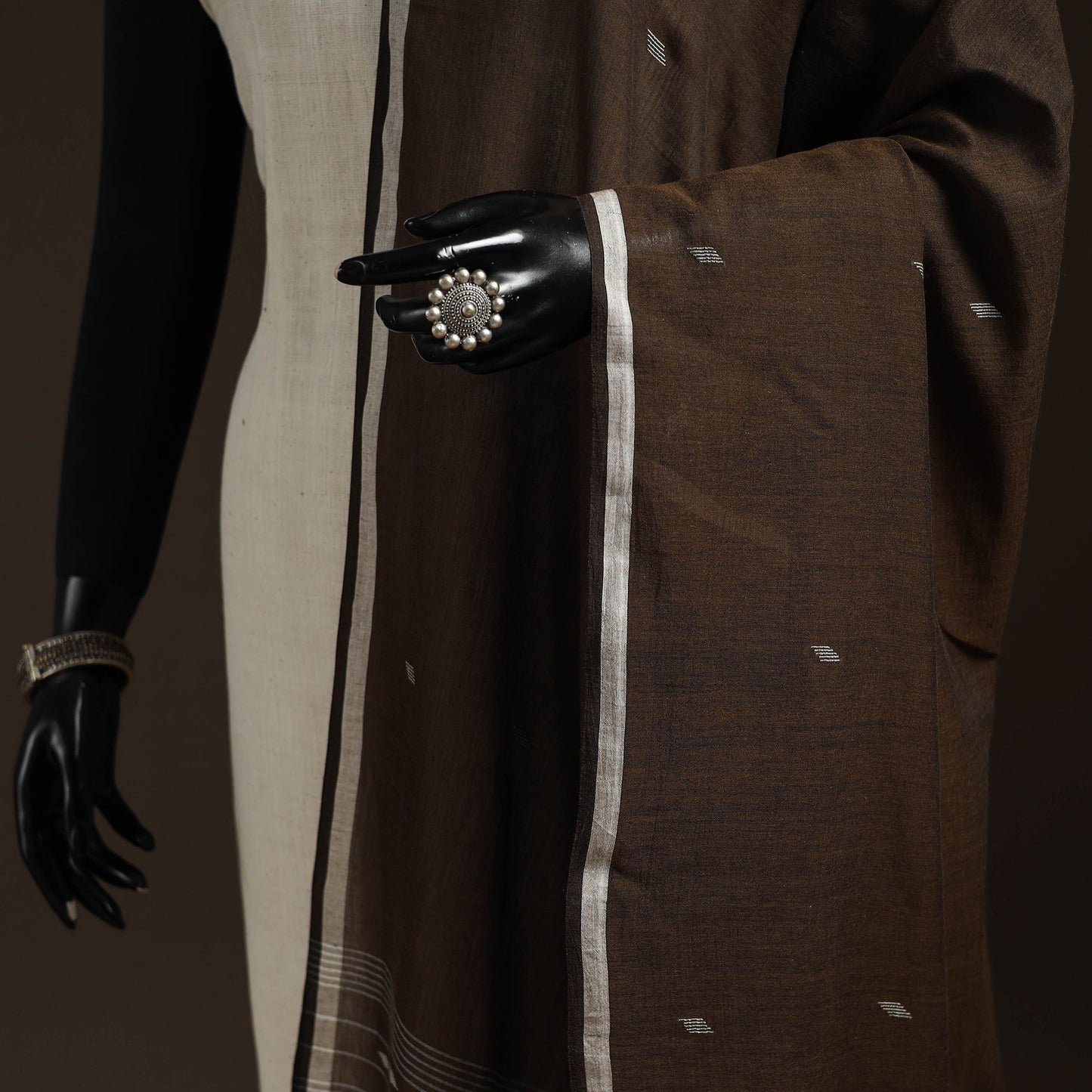 Handloom cotton bengal jamdani dupatta 37 - handcrafted