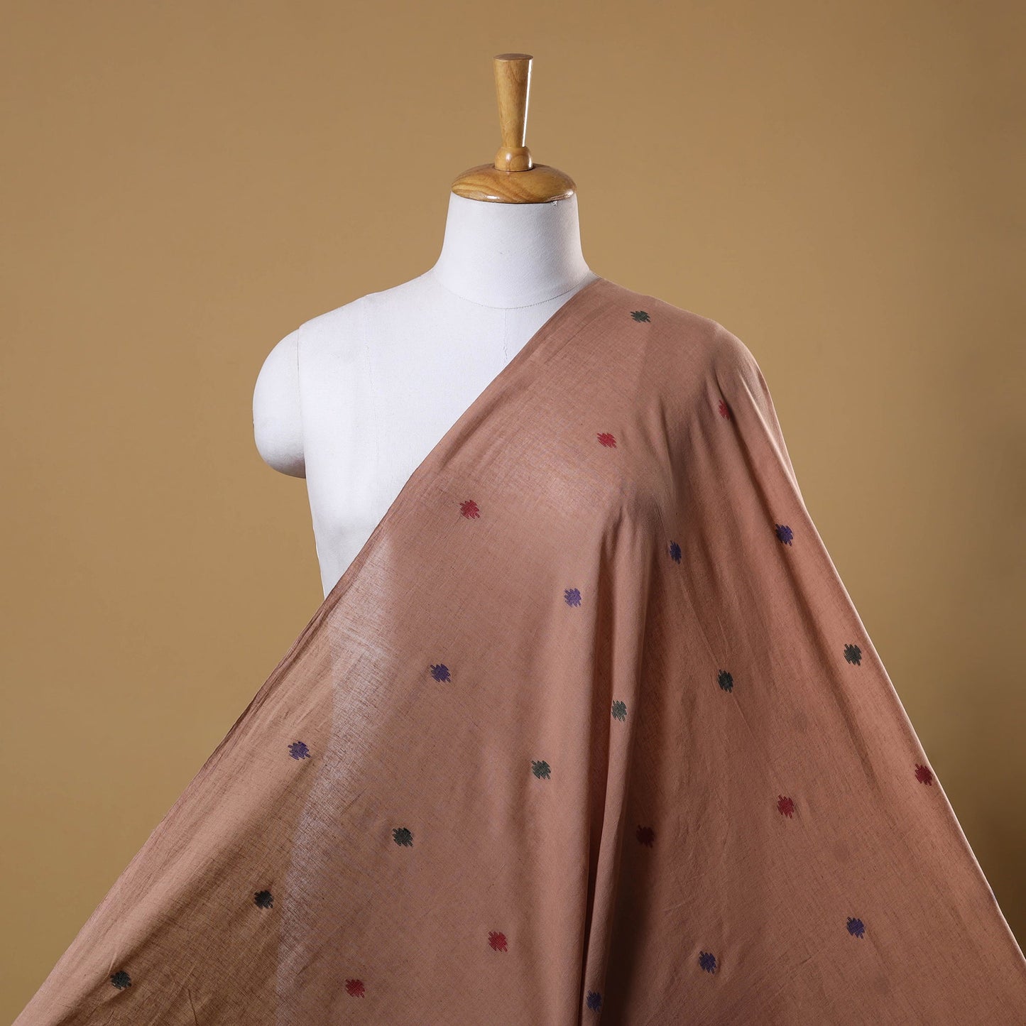 Brown Handloom Cotton Bengal Jamdani Fabric