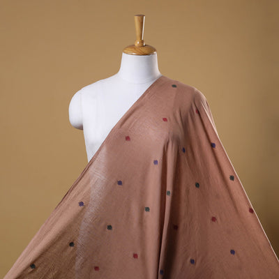 Brown Handloom Cotton Bengal Jamdani Fabric