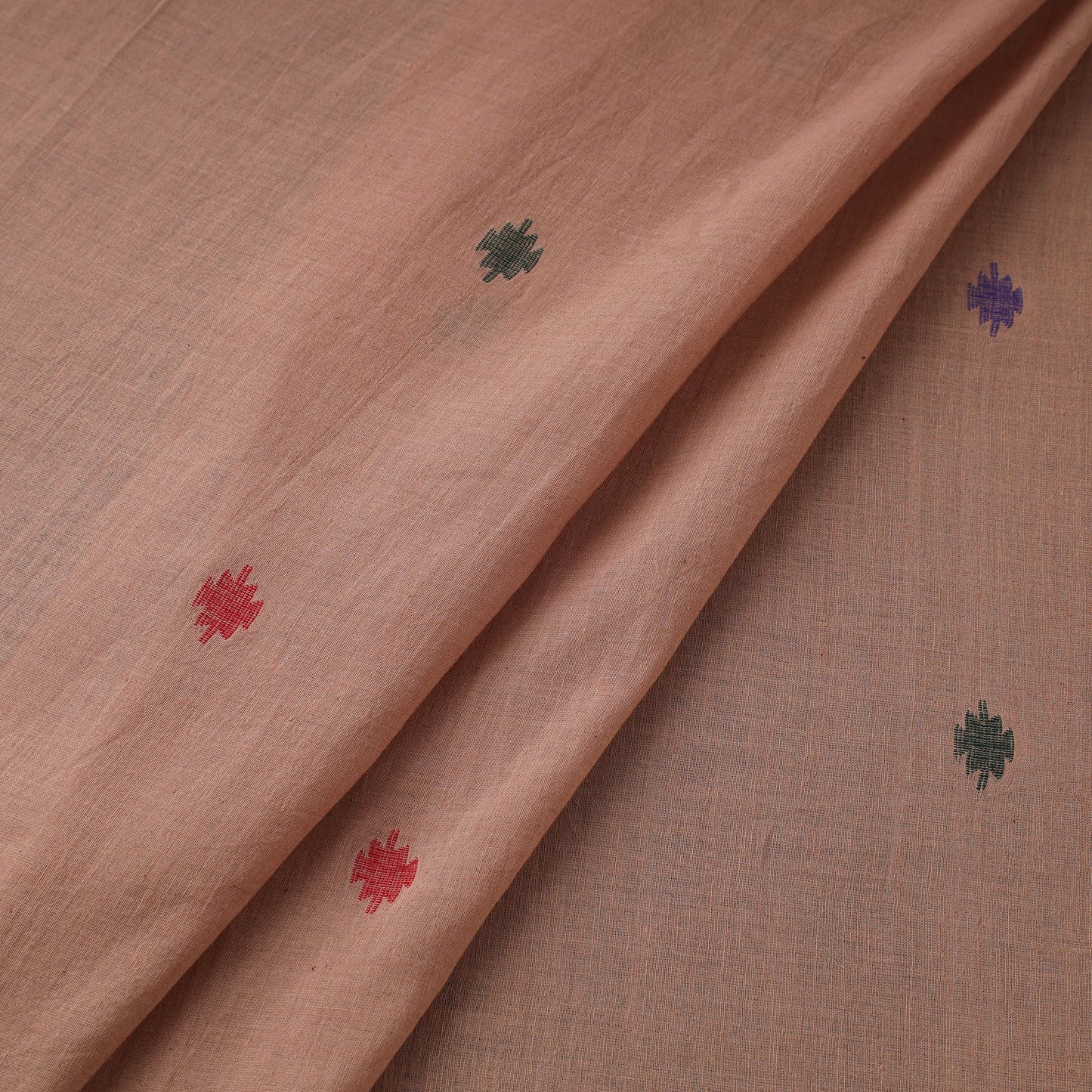 Brown Handloom Cotton Bengal Jamdani Fabric