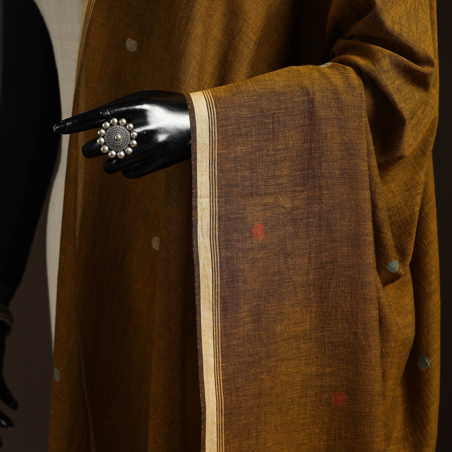 Handloom cotton burdwan jamdani dupatta 03 - handcrafted