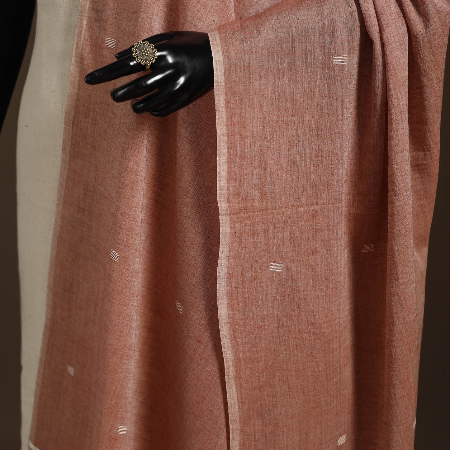 Brown Handloom Cotton Burdwan Jamdani Dupatta