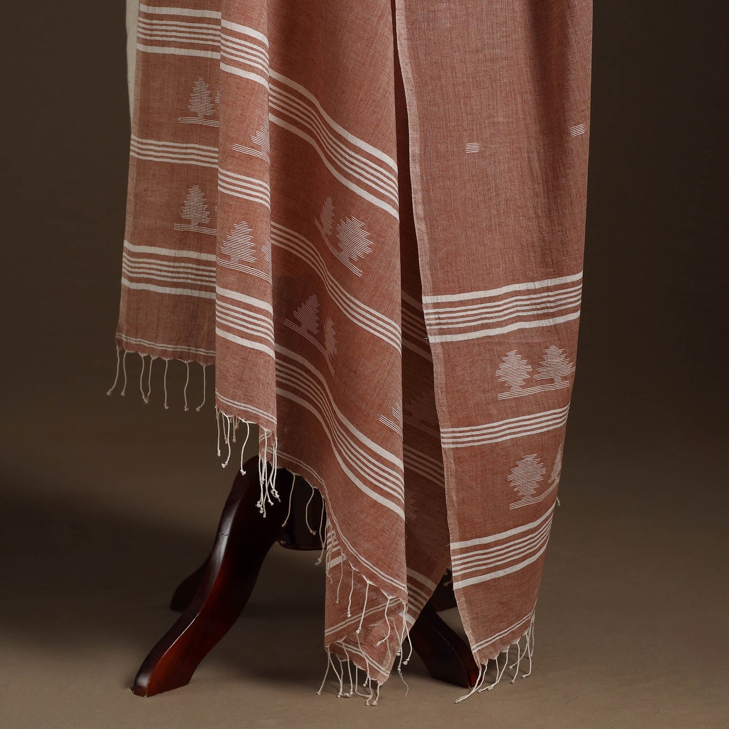 Brown Handloom Cotton Burdwan Jamdani Dupatta