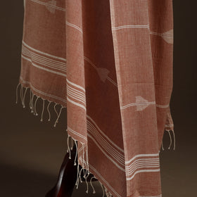 Brown Handloom Cotton Burdwan Jamdani Dupatta