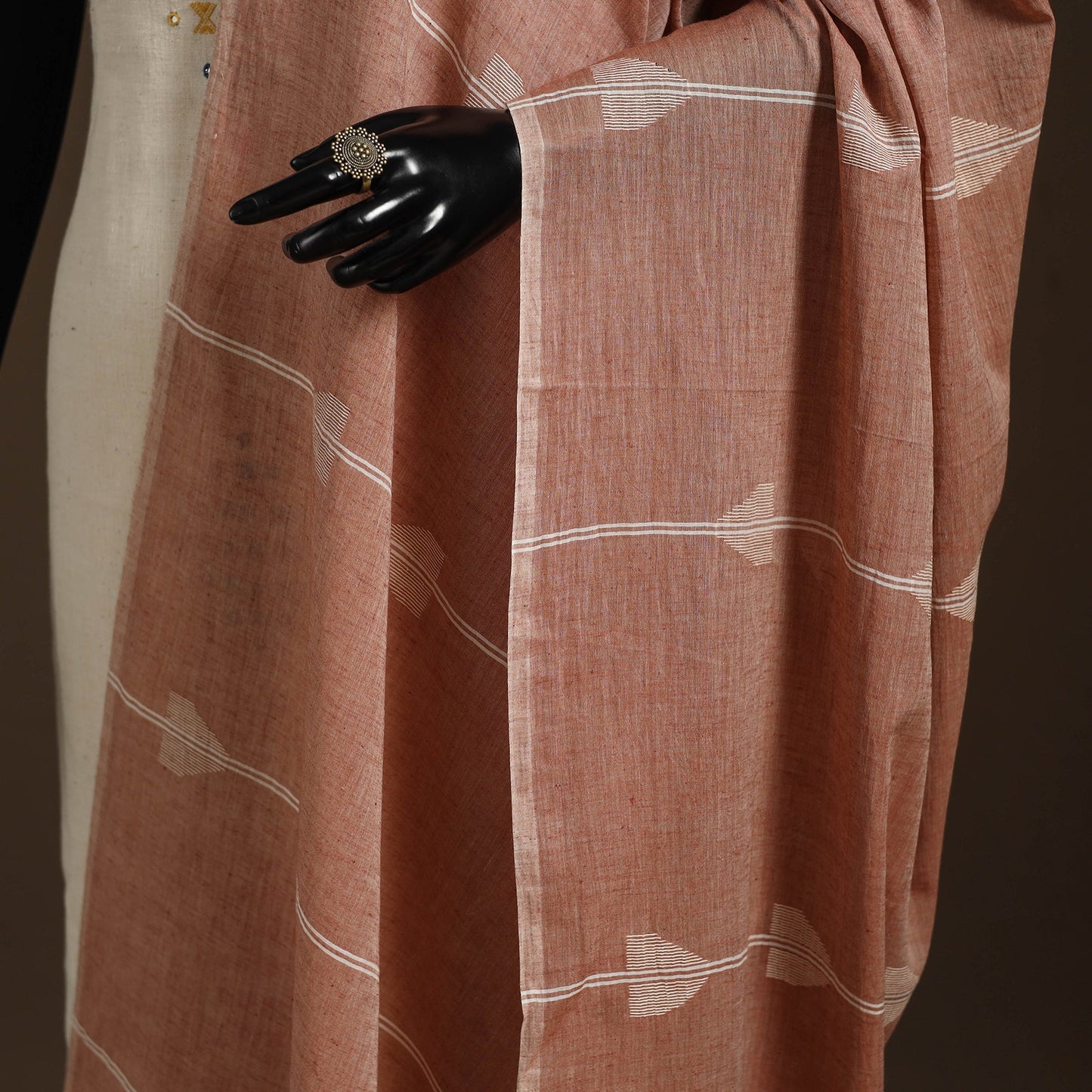 Brown Handloom Cotton Burdwan Jamdani Dupatta
