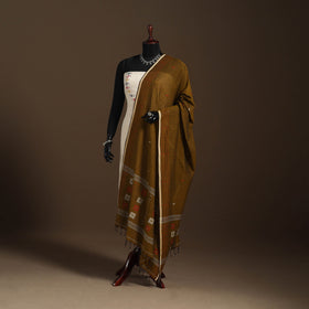 Brown Handloom Cotton Burdwan Jamdani Dupatta