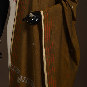 Brown Handloom Cotton Burdwan Jamdani Dupatta