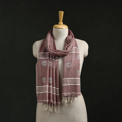 Handloom cotton burdwan jamdani stole with tassels 02