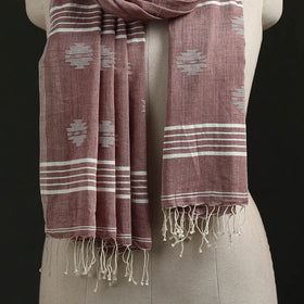 Handloom cotton burdwan jamdani stole with tassels 02