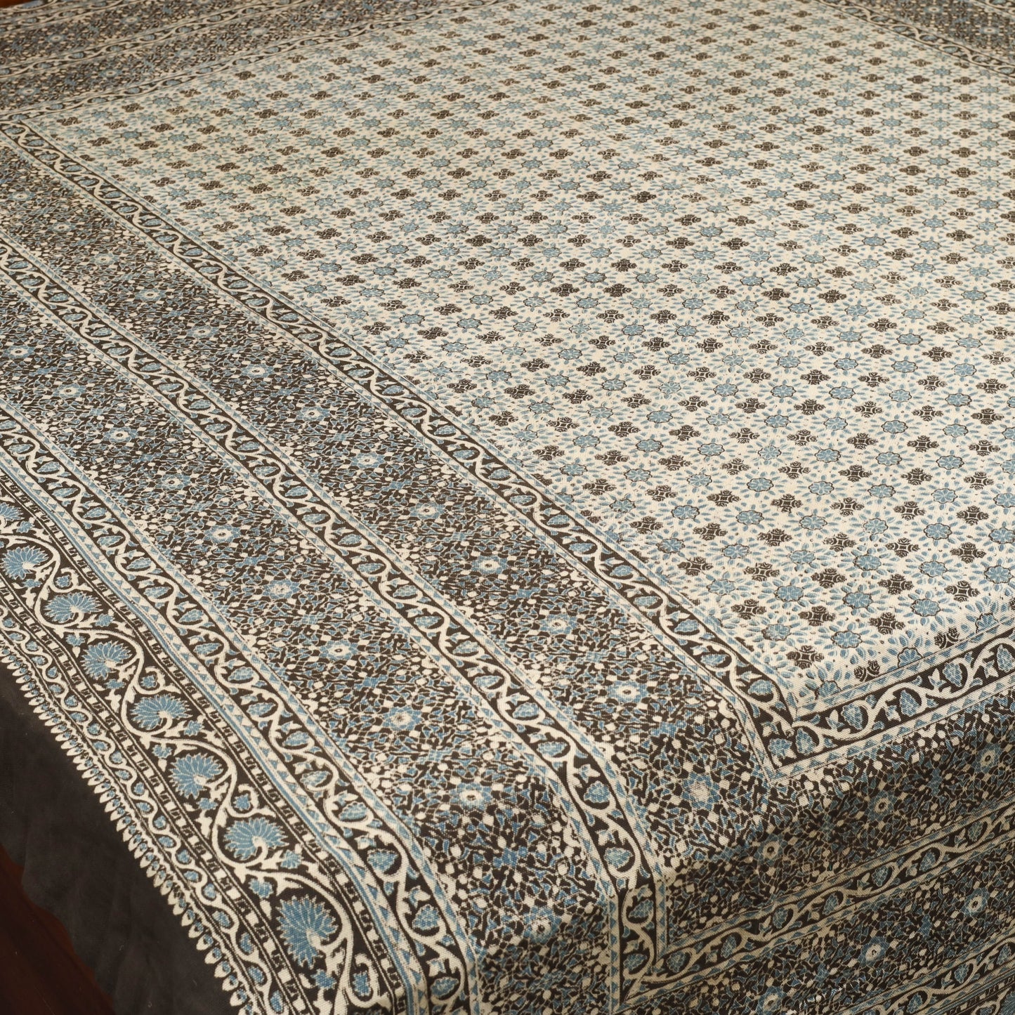 Brown Handloom Cotton Block Print Double Ajrakh Bed Sheet
