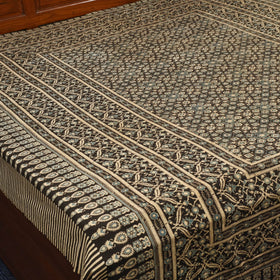 Brown Handloom Cotton Block Print Double Ajrakh Bed Sheet