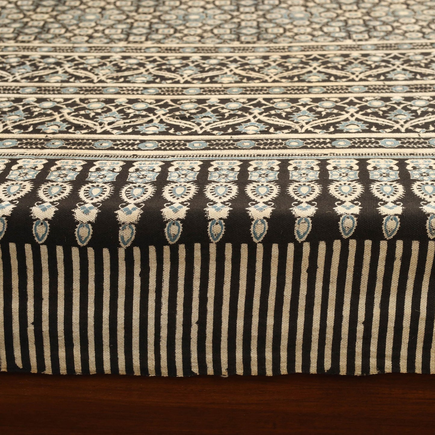 Brown Handloom Cotton Block Print Double Ajrakh Bed Sheet