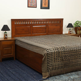 Brown Handloom Cotton Block Print Double Ajrakh Bed Sheet