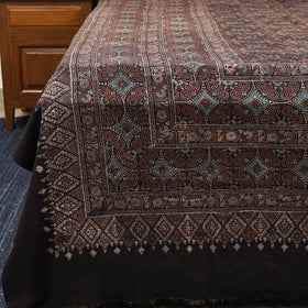 Brown Handloom Cotton Block Print Double Ajrakh Bed Sheet