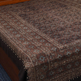 Brown Handloom Cotton Block Print Double Ajrakh Bed Sheet