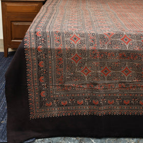 Brown Handloom Cotton Block Print Double Ajrakh Bed Sheet