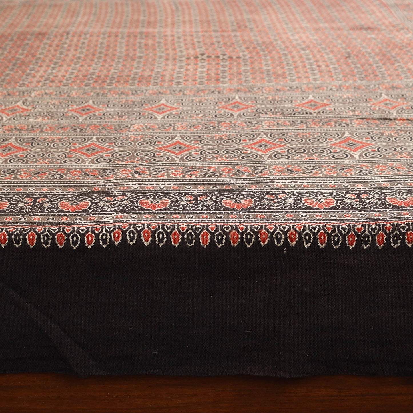 Brown Handloom Cotton Block Print Double Ajrakh Bed Sheet