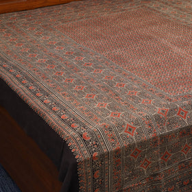 Brown Handloom Cotton Block Print Double Ajrakh Bed Sheet