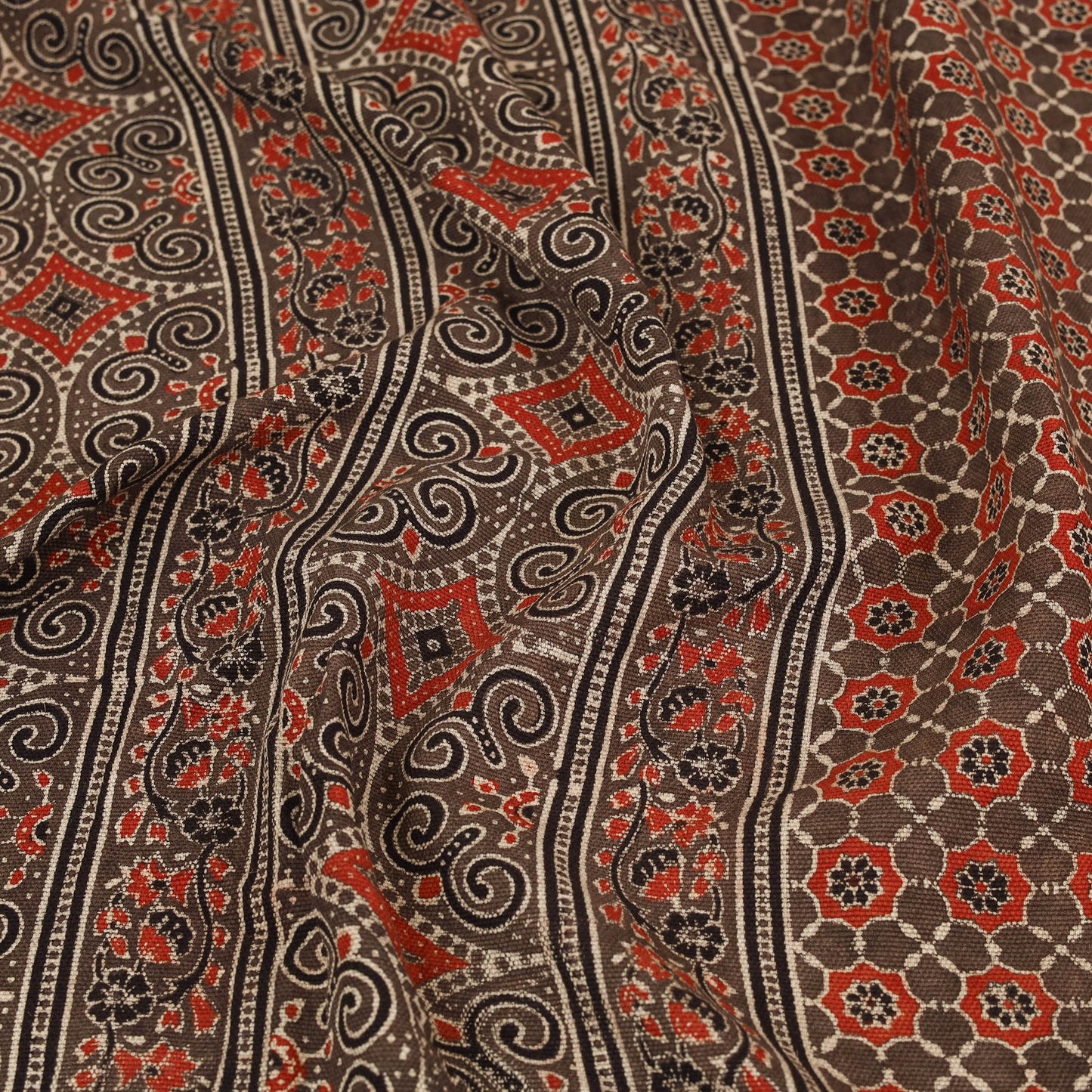 Brown Handloom Cotton Block Print Double Ajrakh Bed Sheet
