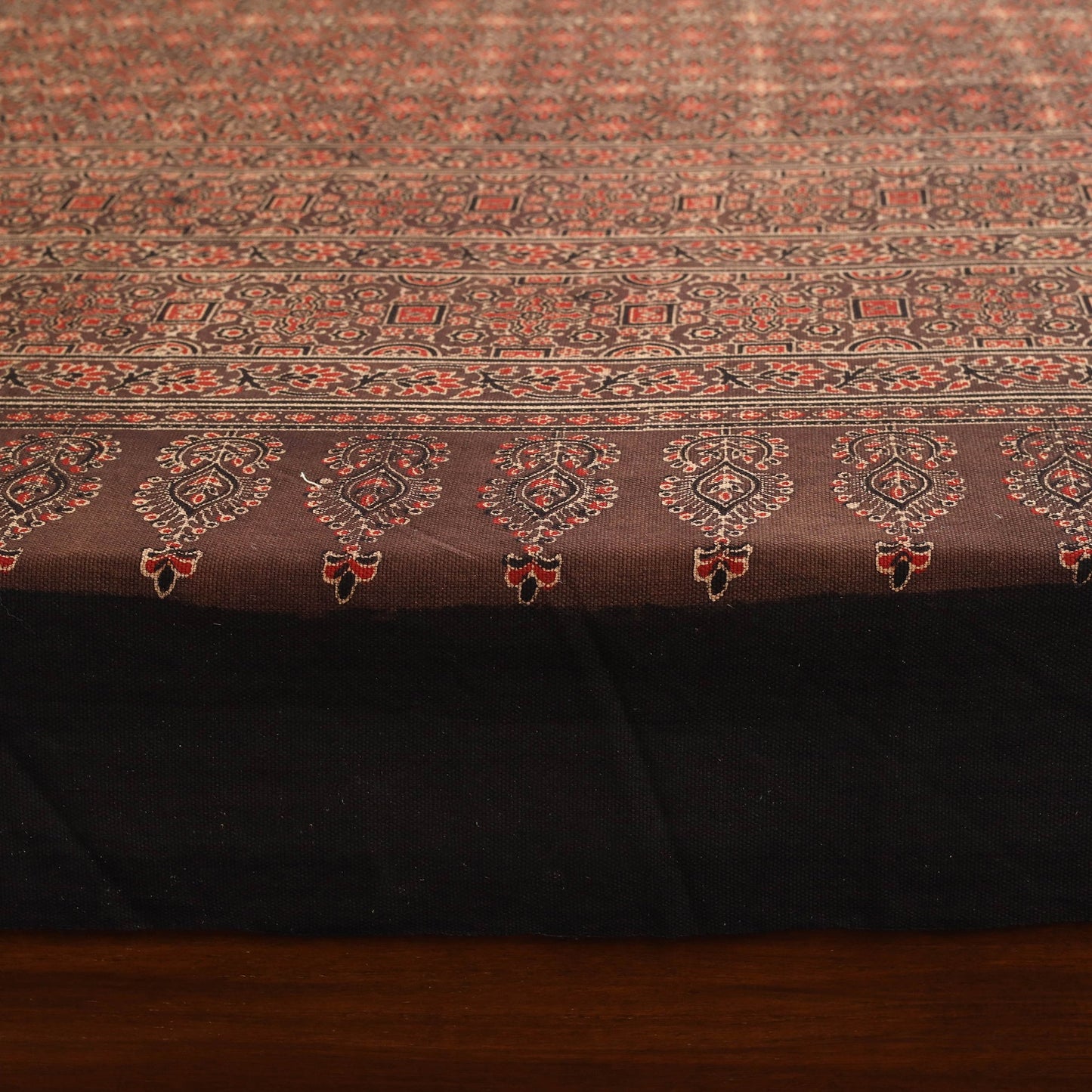 Brown Handloom Cotton Block Print Double Ajrakh Bed Sheet