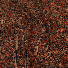 Brown Handloom Cotton Block Print Double Ajrakh Bed Sheet