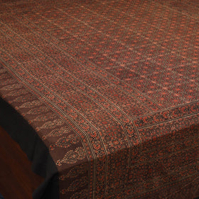 Brown Handloom Cotton Block Print Double Ajrakh Bed Sheet