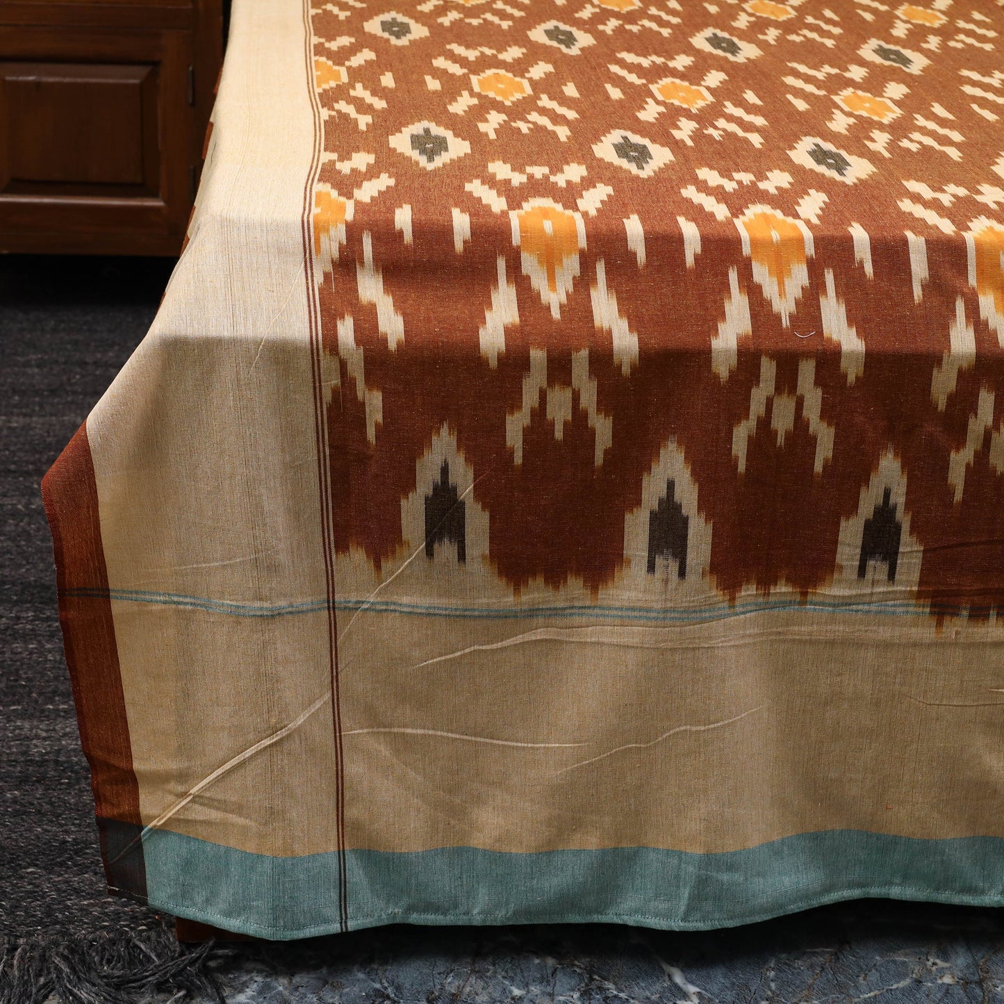 Handloom cotton double pochampally ikat bed sheet set (108