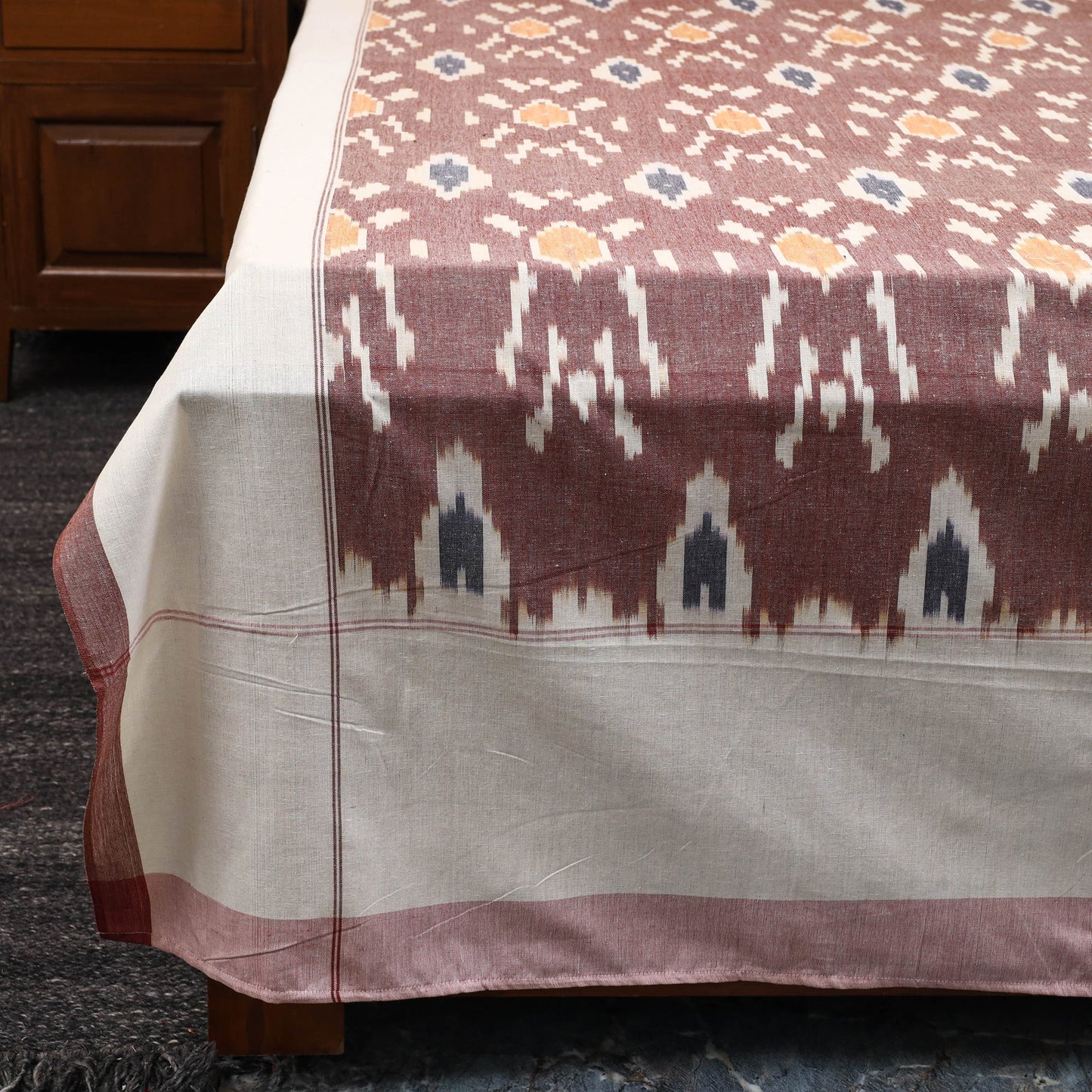 Handloom cotton double pochampally ikat bed sheet set (108