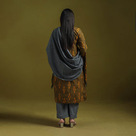 Handloom cotton embroidered pochampally ikat 3pc kurta set