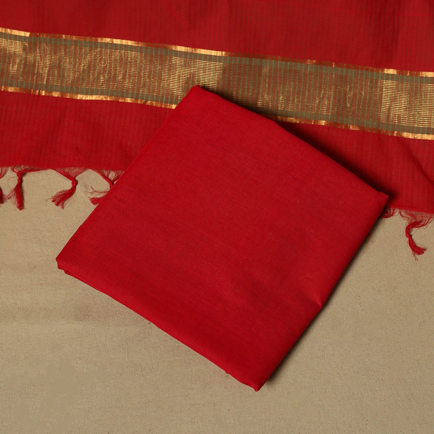 Handloom cotton mangalagiri 3pc unstitched dress material