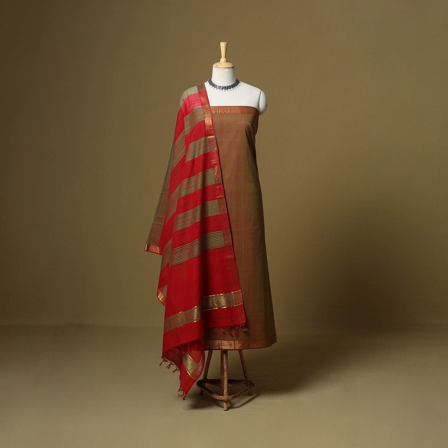 Handloom cotton mangalagiri 3pc unstitched dress material